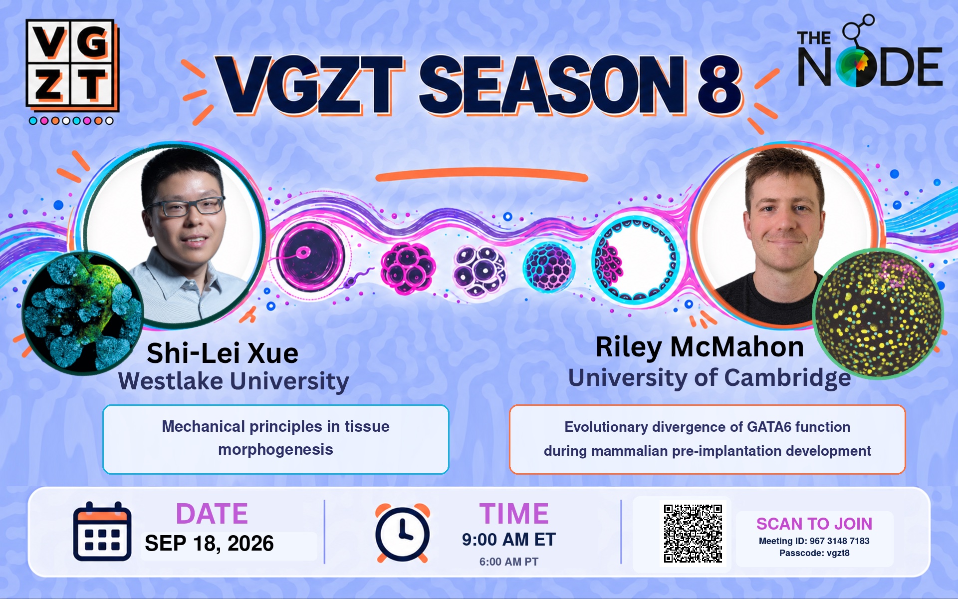 VGZT Season 8 opening session poster for Shi-Lei Xue and Riley McMahon on 2026-09-18.