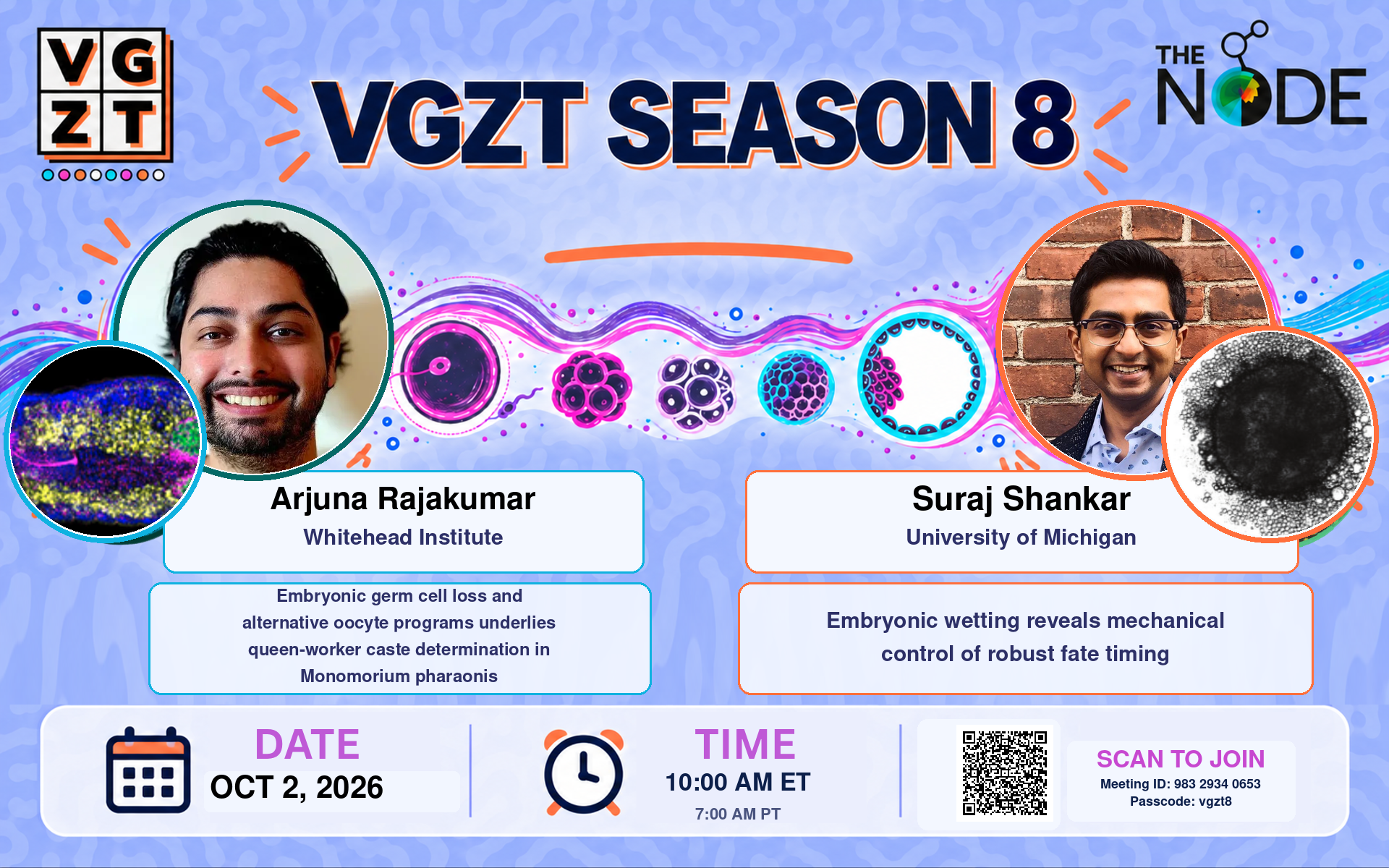 VGZT Season 8: Arjuna Rajakumar and Suraj Shankar, 2 October 2026 at 10:00 AM ET / 7:00 AM PT
