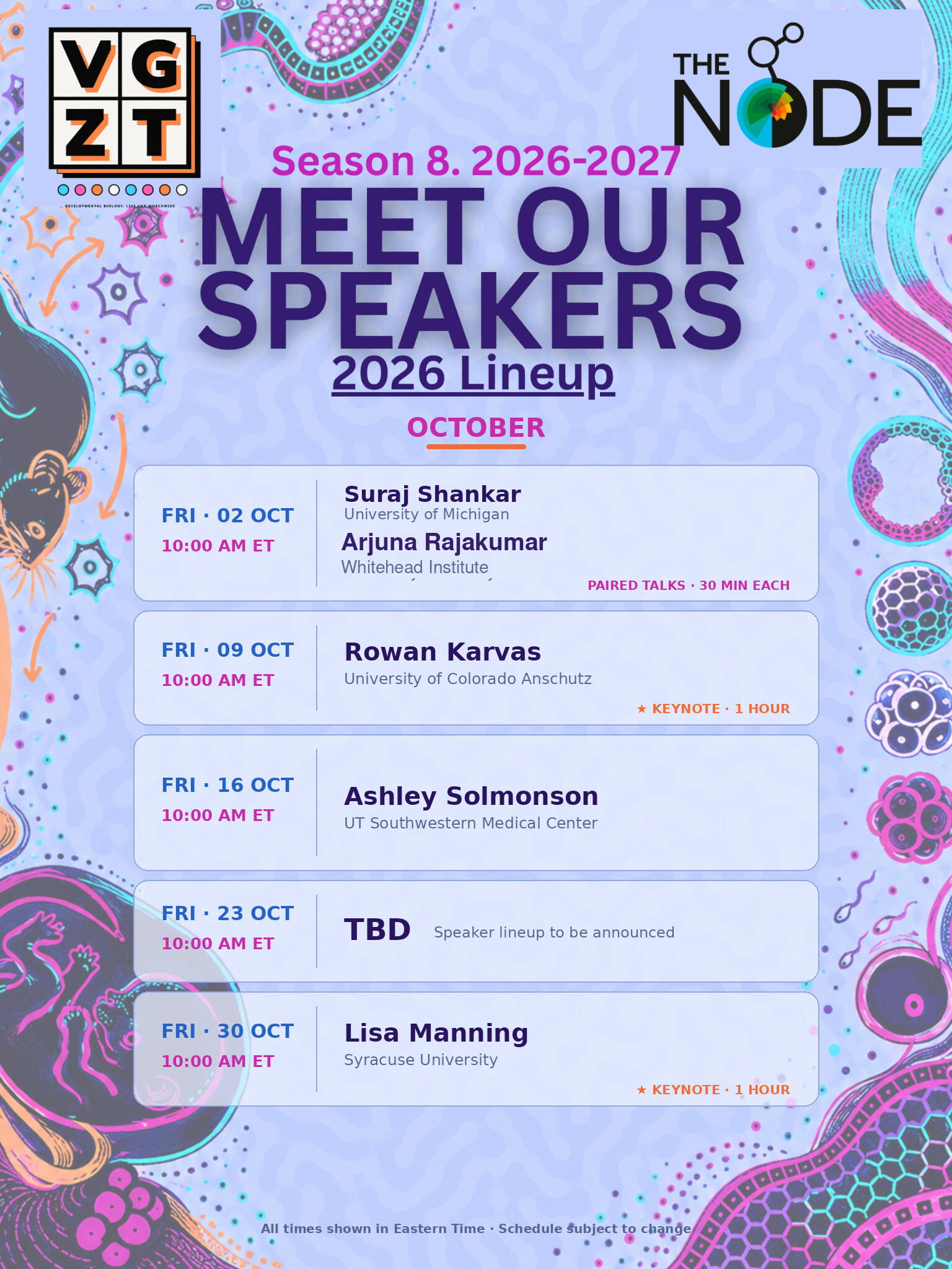 VGZT Season 8 October 2026 speaker lineup